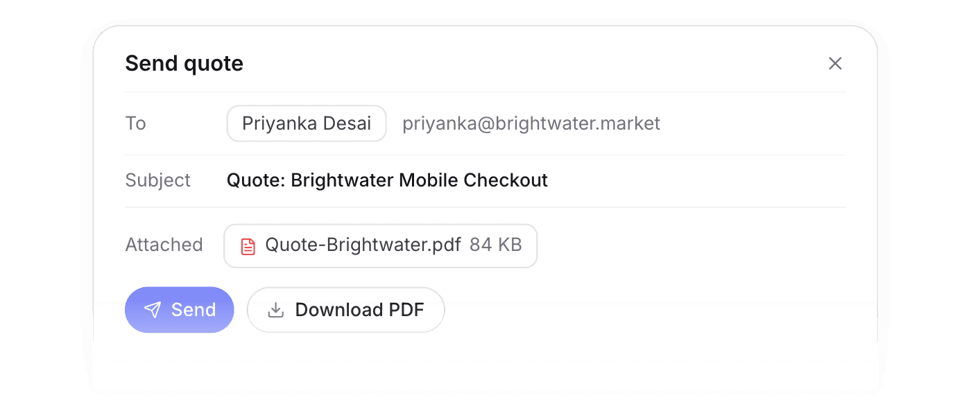Send or download a quote PDF